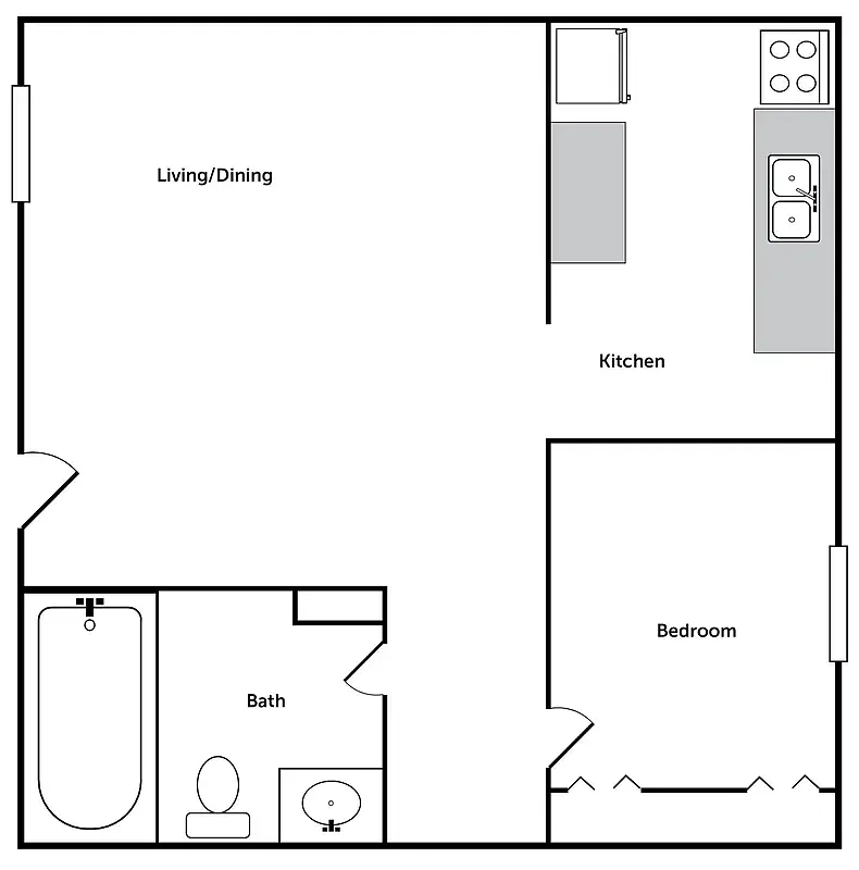 Floor plan 1 bedroom 1 bath