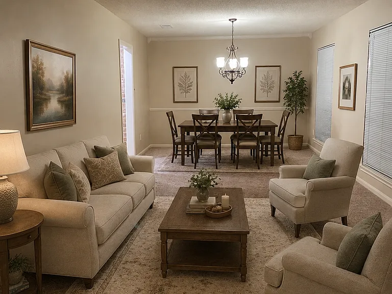 Dining and sitting room. Virtually staged.
