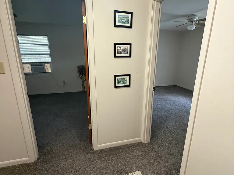 View of both bedrooms from hall