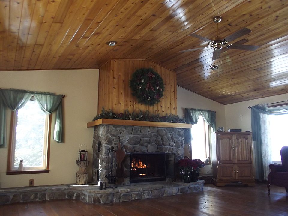 Working fieldstone fireplace