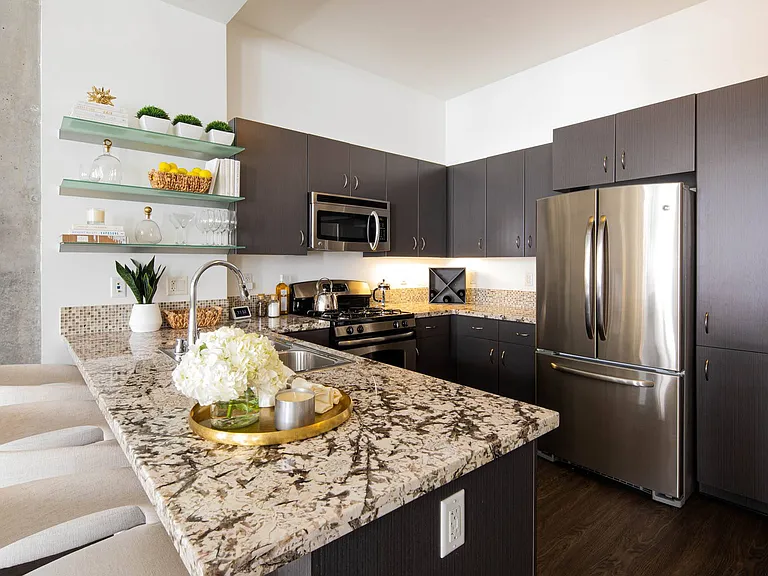 Studio kitchen at 1600 Vine in Hollywood, CA.