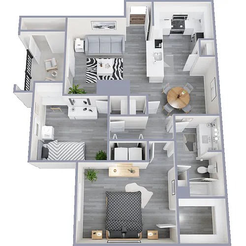 Floor plan One Bedroom + Study