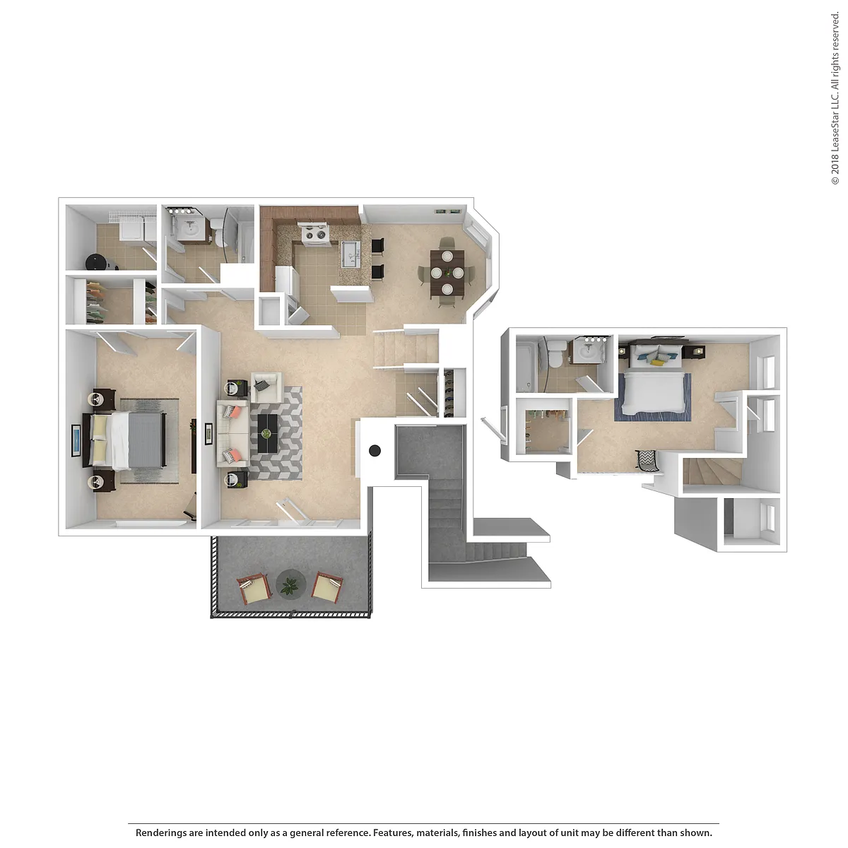 Floor plan 2 Bed 2 Bath Loft Style