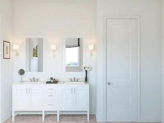 Freestanding vanity in primary bath