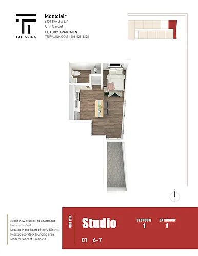 Floor plan Studio - 248 sqft