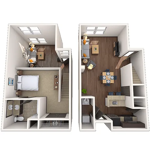 Floor plan Studio 0x1 665-981 SF