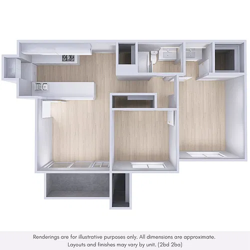 Floor plan 2 Bed, 2 Bath