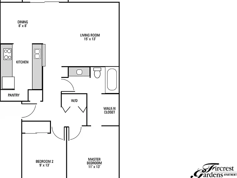 2x1 Standard l 882 sq ft l Fircrest Gardens 2x1 Standard l 882 sq ft l Fircrest Gardens