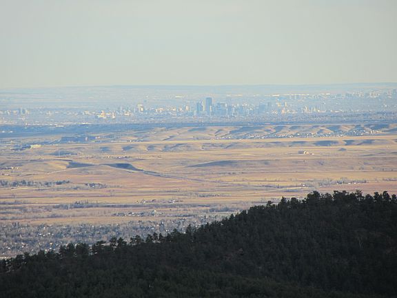 southeast view: foothills overlooking boulder all the way to denver skyline