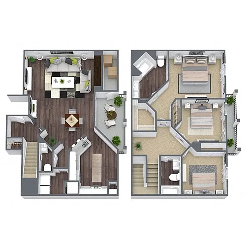 Floor plan C1: 3 Bed 2 Bath