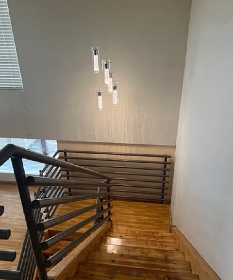 Stairwell view to bottom floor.