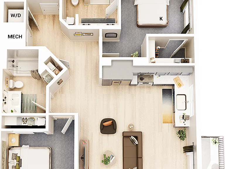 3D Floorplan - Unit B2B_Scheme B 3D Floorplan - Unit B2B_Scheme B