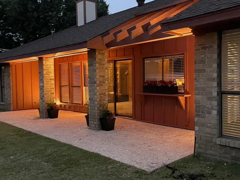 Back Yard Covered Patio
Custom Installed Evening Night~Scape Mood & Party Lighting
As well as Security Lighting installed on entire front walk up to home and full back yard- on a separate switches.