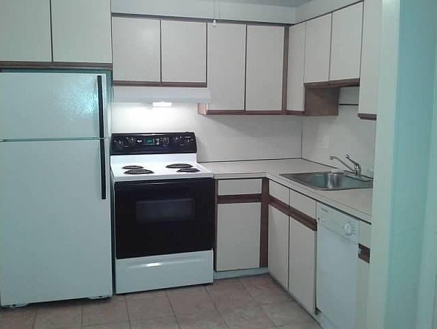 Kitchen with fridge / freezer, dishwasher, oven, oven hood