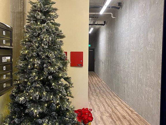 Hallway entry 1st floor, mailboxes, and elevators