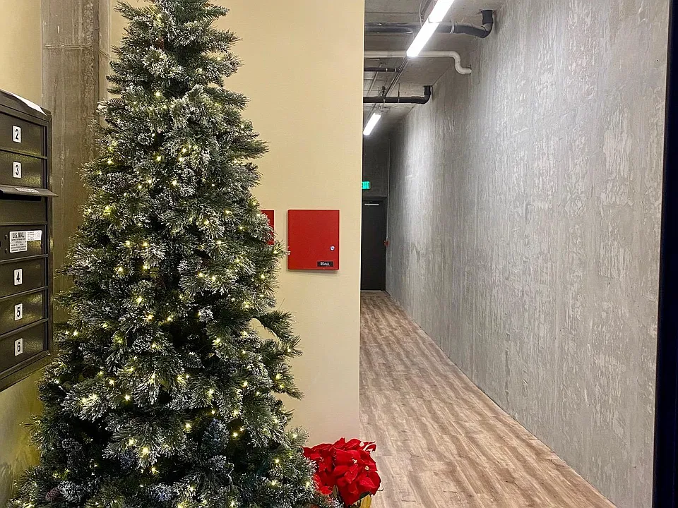 Hallway entry 1st floor, mailboxes, and elevators
