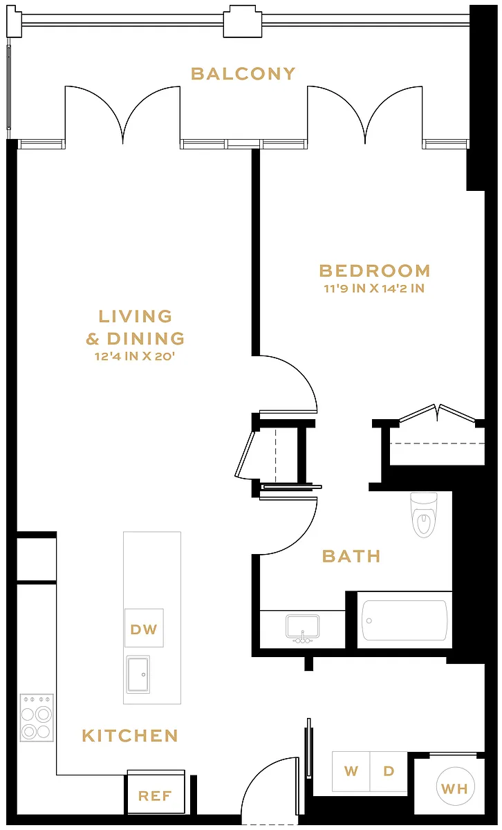 Floor plan 1 Bedroom - 1 Bath | A05