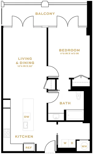 Floor plan 1 Bedroom - 1 Bath | A05