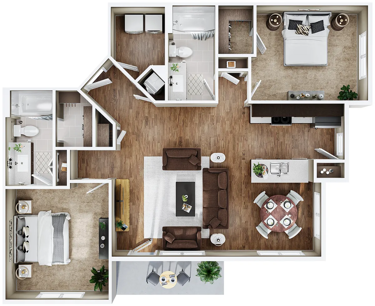 Floor plan 2BR/2BA - B2