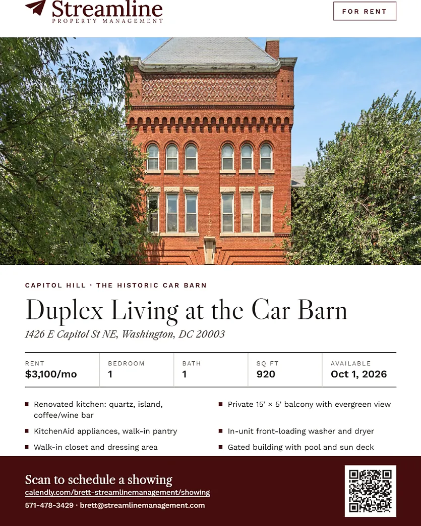 Two-Level 1BR/1BA Condo at Capitol Hill's Historic Car Barn | $3,100/month — Photo 1