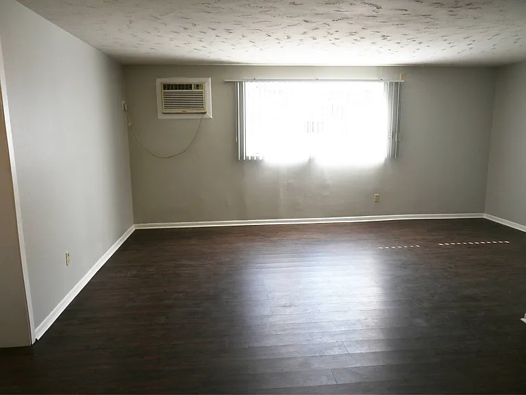 Wood plank flooring in a living room at Benson Crest Apartments.