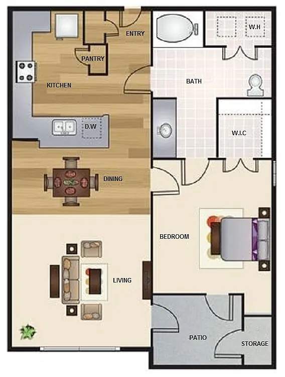 Floor plan One Bedroom One Bath
