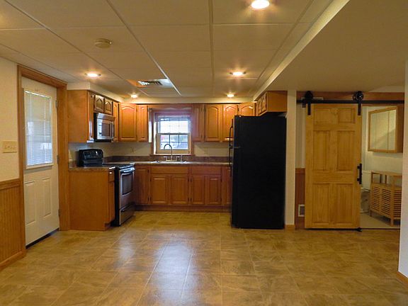 Kitchen and doorway to bathroom