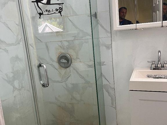 Bathroom with stall shower