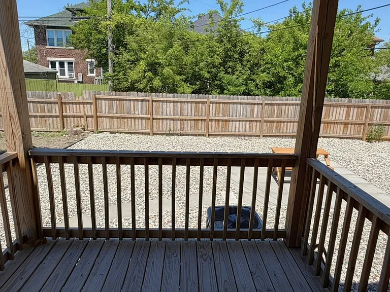 Back porch viewed from back bedroom doorway.