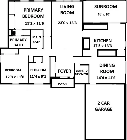 Floor Plan with dimensions to plan out your furniture placement!
