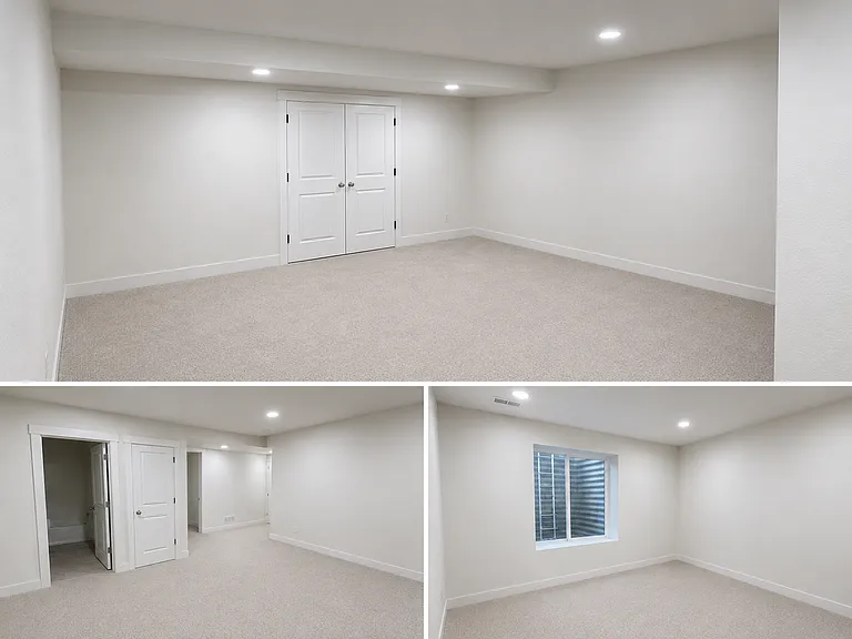 Newly finished basement living room, and bedroom