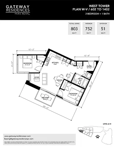 Floor plan Two Bedroom 2 Bed 1 Bath