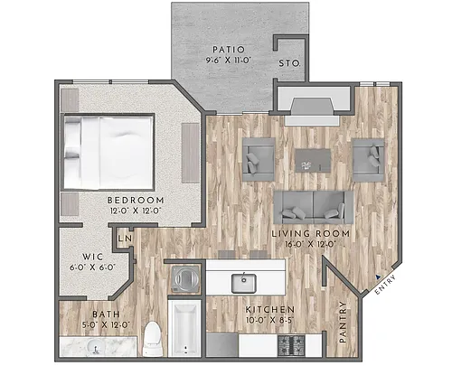 Floor plan A3-1BD/1BA