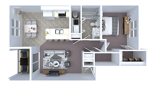 Floor plan 1x1C
