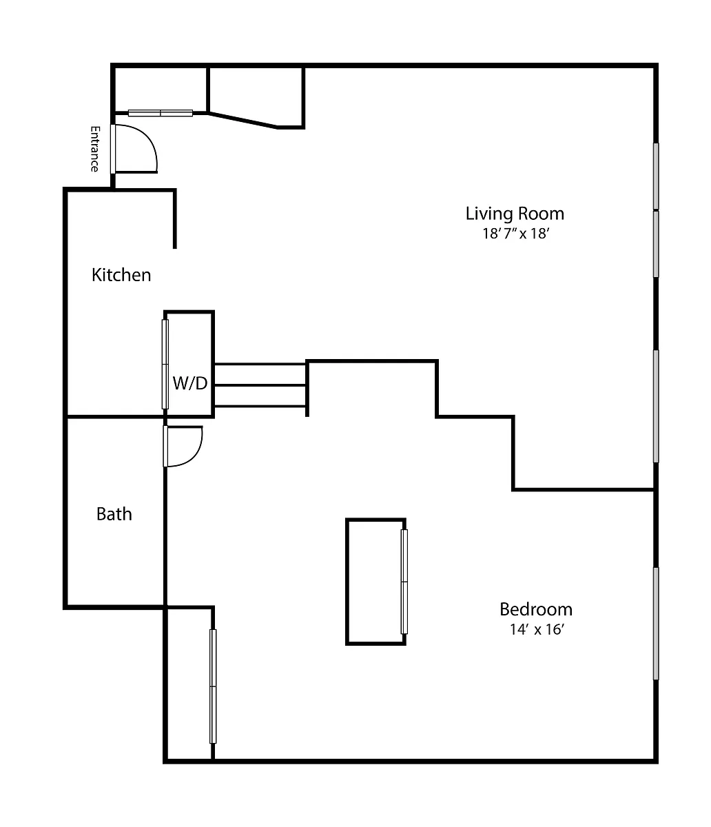 Floor plan 1 Deluxe Bed/1 Bath