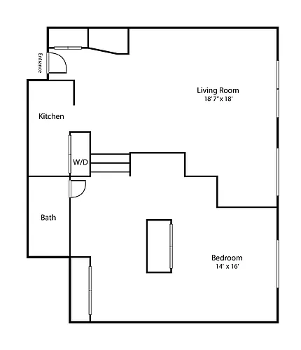 Floor plan 1 Deluxe Bed/1 Bath