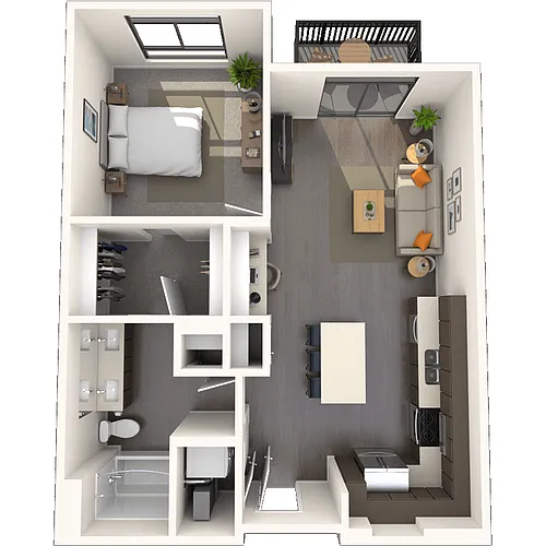 Floor plan Traditional 1x1 742-753 SF