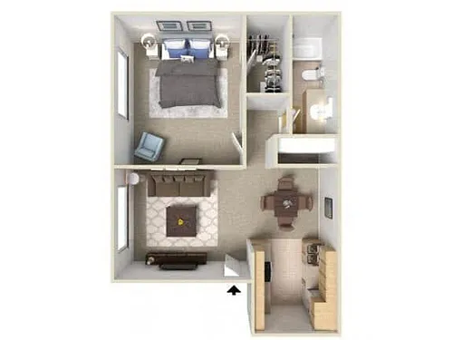 Floor plan 1 Bedroom 1 Bath PR