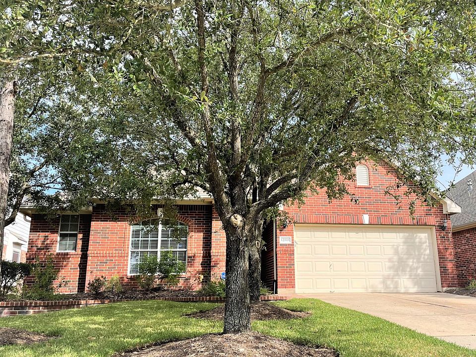 House front with mature oak treeas
