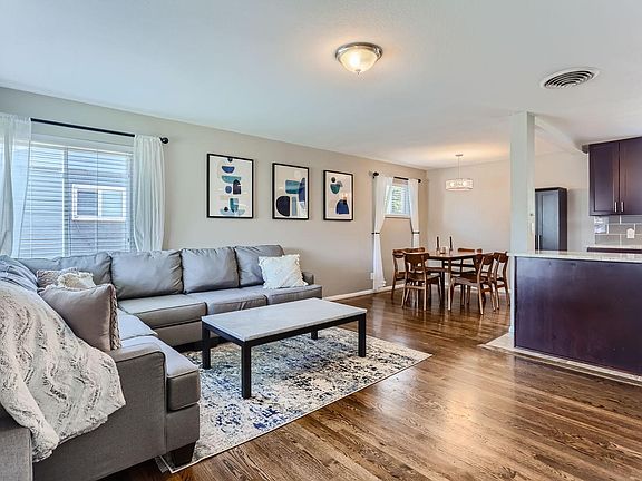 Living room and dining room
