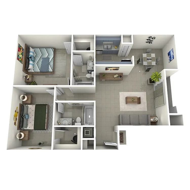 Floor plan 2 Bedroom, 2 Bath