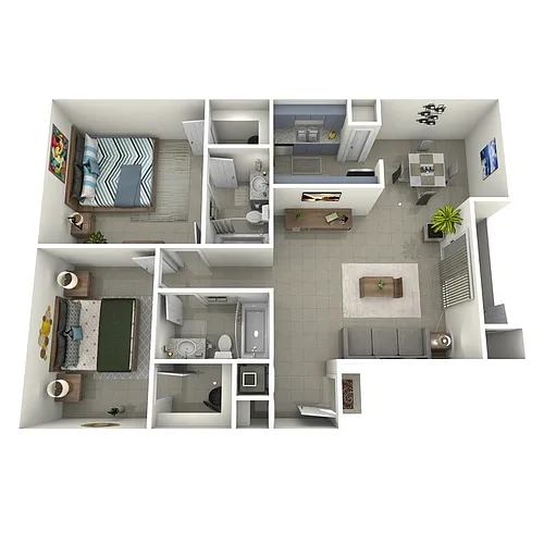 Floor plan 2 Bedroom, 2 Bath