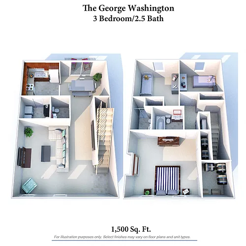 Floor plan The George Washington: 3 Bed, 2.5 Bath Townhome