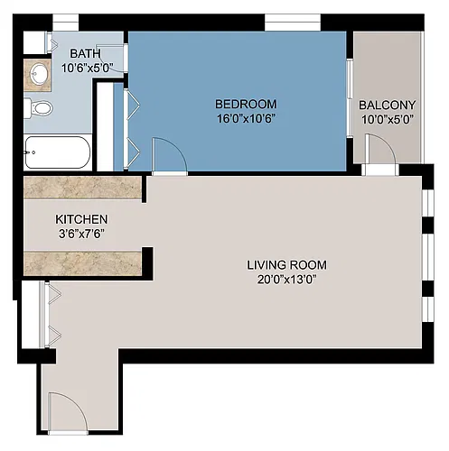 Floor plan 1 Bed 655