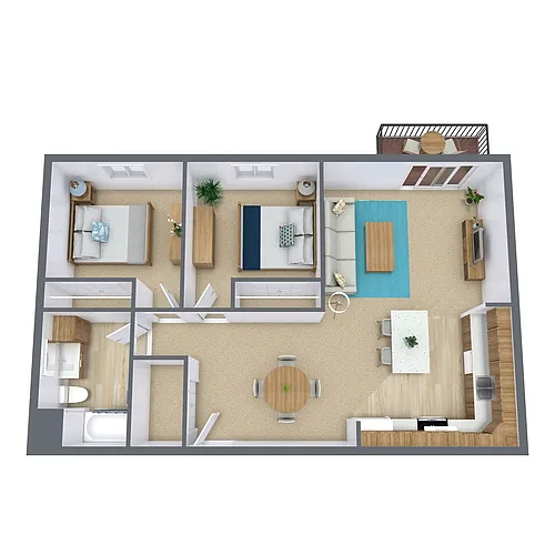 Floor plan Two Bedroom 21A