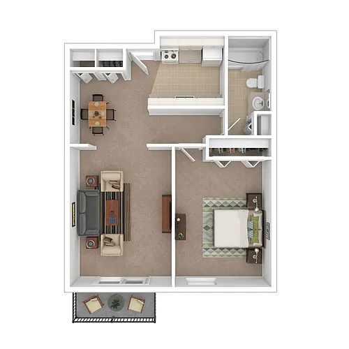 Floor plan One Bedroom One Bath A