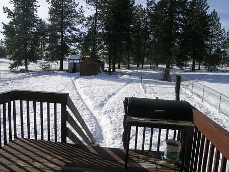 fully fenced backyard w/playhouse