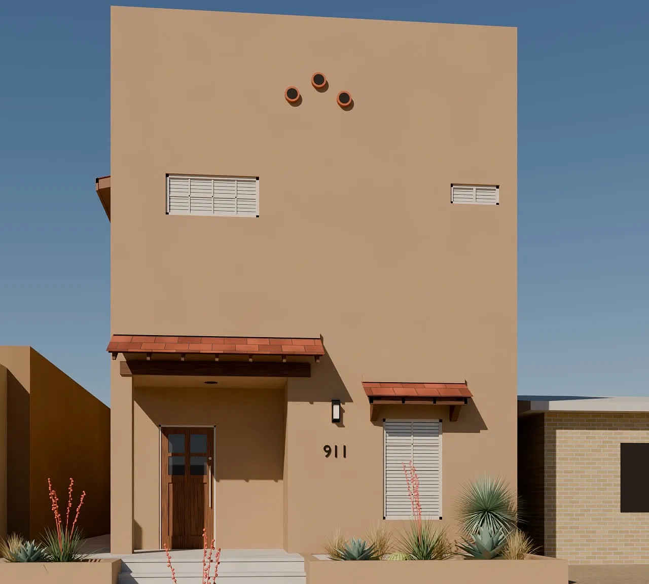 Rendering of front of building