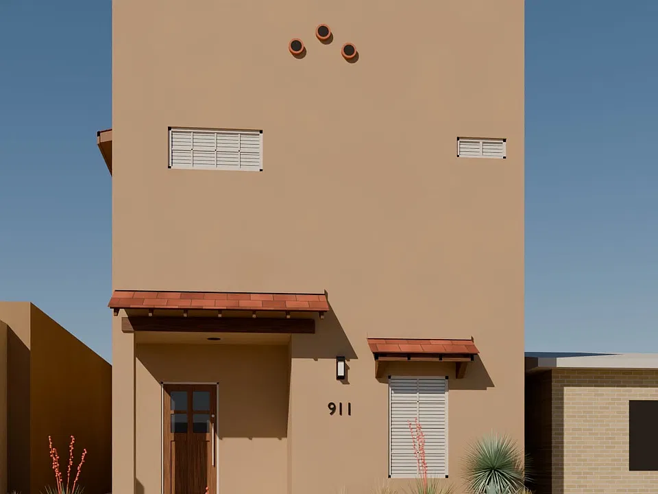 Rendering of front of building
