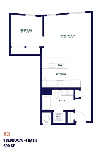 Floor plan Nita One Bedroom A3